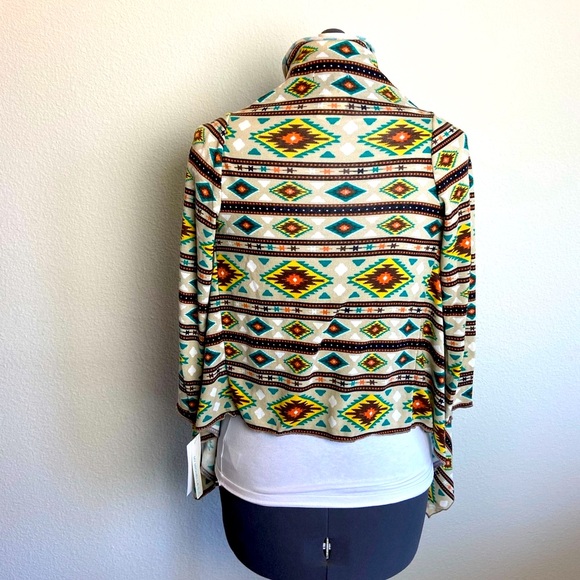 My Michelle" Jr Large Bohemian Beat Open Front Tribal Pattern Cardigan - Picture 5 of 8